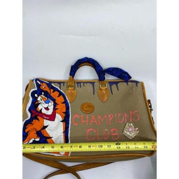 Dooney And Bourke Vintage Large Customized Blue Brown Leather Cross Body… - Picture 4 of 12